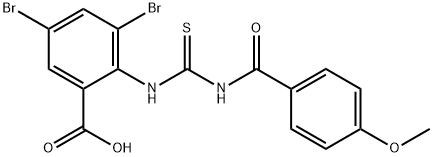 3,5-DIBROMO-2-[[[(4-METHOXYBENZOYL)AMINO]THIOXOMETHYL]AMINO]-BENZOIC ACID Struktur