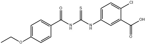 2-CHLORO-5-[[[(4-ETHOXYBENZOYL)AMINO]THIOXOMETHYL]AMINO]-BENZOIC ACID Struktur