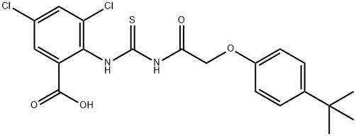 3,5-DICHLORO-2-[[[[[4-(1,1-DIMETHYLETHYL)PHENOXY]ACETYL]AMINO]THIOXOMETHYL]AMINO]-BENZOIC ACID Struktur