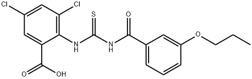 3,5-DICHLORO-2-[[[(3-PROPOXYBENZOYL)AMINO]THIOXOMETHYL]AMINO]-BENZOIC ACID Struktur