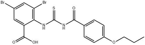 3,5-DIBROMO-2-[[[(4-PROPOXYBENZOYL)AMINO]THIOXOMETHYL]AMINO]-BENZOIC ACID Struktur