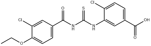 4-CHLORO-3-[[[(3-CHLORO-4-ETHOXYBENZOYL)AMINO]THIOXOMETHYL]AMINO]-BENZOIC ACID Struktur