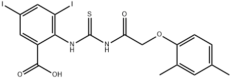 2-[[[[(2,4-DIMETHYLPHENOXY)ACETYL]AMINO]THIOXOMETHYL]AMINO]-3,5-DIIODO-BENZOIC ACID Struktur