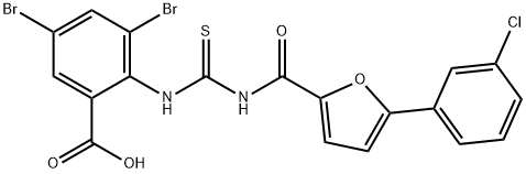 3,5-DIBROMO-2-[[[[[5-(3-CHLOROPHENYL)-2-FURANYL]CARBONYL]AMINO]THIOXOMETHYL]AMINO]-BENZOIC ACID Struktur