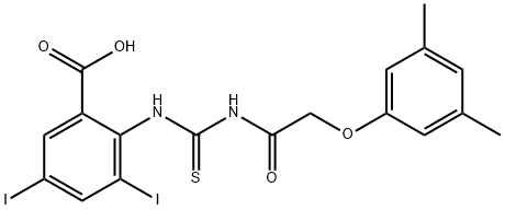 2-[[[[(3,5-DIMETHYLPHENOXY)ACETYL]AMINO]THIOXOMETHYL]AMINO]-3,5-DIIODO-BENZOIC ACID Struktur