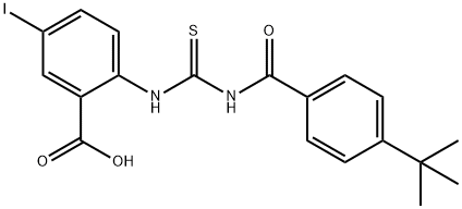 2-[[[[4-(1,1-DIMETHYLETHYL)BENZOYL]AMINO]THIOXOMETHYL]AMINO]-5-IODO-BENZOIC ACID Struktur