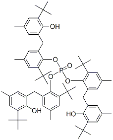 Phosphoric acid tris[2-[[2-hydroxy-3-(tert-butyl)-5-methylphenyl]methyl]-4-methyl-6-(tert-butyl)phenyl] ester Struktur