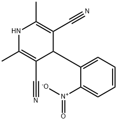 (4R)-2,6-dimethyl-4-(2-nitrophenyl)-3,4-dihydropyridine-3,5-dicarbonitrile Struktur