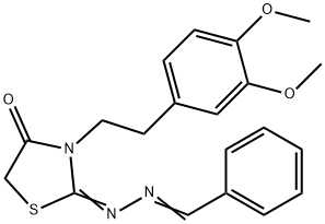 Benzaldehyde [3-[2-(3,4-dimethoxyphenyl)ethyl]-4-oxothiazolidin-2-ylidene]hydrazone Struktur