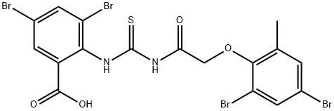 3,5-DIBROMO-2-[[[[(2,4-DIBROMO-6-METHYLPHENOXY)ACETYL]AMINO]THIOXOMETHYL]AMINO]-BENZOIC ACID Struktur