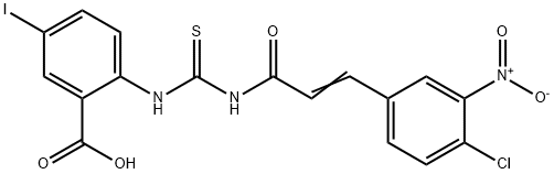 2-[[[[3-(4-CHLORO-3-NITROPHENYL)-1-OXO-2-PROPENYL]AMINO]THIOXOMETHYL]AMINO]-5-IODO-BENZOIC ACID Struktur