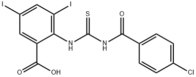 2-[[[(4-CHLOROBENZOYL)AMINO]THIOXOMETHYL]AMINO]-3,5-DIIODO-BENZOIC ACID Struktur