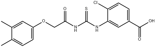 4-CHLORO-3-[[[[(3,4-DIMETHYLPHENOXY)ACETYL]AMINO]THIOXOMETHYL]AMINO]-BENZOIC ACID Struktur