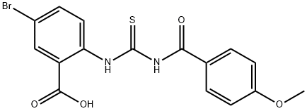 5-BROMO-2-[[[(4-METHOXYBENZOYL)AMINO]THIOXOMETHYL]AMINO]-BENZOIC ACID Struktur