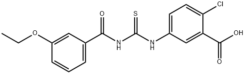 2-CHLORO-5-[[[(3-ETHOXYBENZOYL)AMINO]THIOXOMETHYL]AMINO]-BENZOIC ACID Struktur