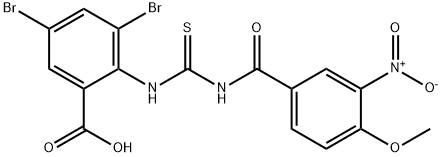 3,5-DIBROMO-2-[[[(4-METHOXY-3-NITROBENZOYL)AMINO]THIOXOMETHYL]AMINO]-BENZOIC ACID Struktur