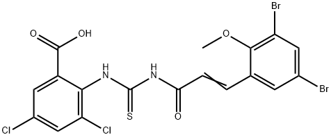 3,5-DICHLORO-2-[[[[3-(3,5-DIBROMO-2-METHOXYPHENYL)-1-OXO-2-PROPENYL]AMINO]THIOXOMETHYL]AMINO]-BENZOIC ACID Struktur