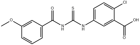 2-CHLORO-5-[[[(3-METHOXYBENZOYL)AMINO]THIOXOMETHYL]AMINO]-BENZOIC ACID Struktur