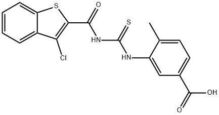 3-[[[[(3-CHLOROBENZO[B]THIEN-2-YL)CARBONYL]AMINO]THIOXOMETHYL]AMINO]-4-METHYL-BENZOIC ACID Struktur