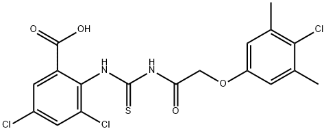 3,5-DICHLORO-2-[[[[(4-CHLORO-3,5-DIMETHYLPHENOXY)ACETYL]AMINO]THIOXOMETHYL]AMINO]-BENZOIC ACID Struktur