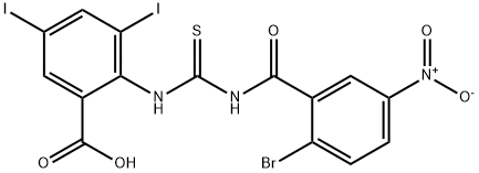 2-[[[(2-BROMO-5-NITROBENZOYL)AMINO]THIOXOMETHYL]AMINO]-3,5-DIIODO-BENZOIC ACID Struktur