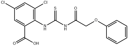 3,5-DICHLORO-2-[[[(PHENOXYACETYL)AMINO]THIOXOMETHYL]AMINO]-BENZOIC ACID Struktur