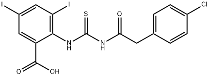 2-[[[[(4-CHLOROPHENYL)ACETYL]AMINO]THIOXOMETHYL]AMINO]-3,5-DIIODO-BENZOIC ACID Struktur