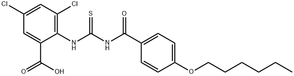 3,5-DICHLORO-2-[[[[4-(HEXYLOXY)BENZOYL]AMINO]THIOXOMETHYL]AMINO]-BENZOIC ACID Struktur