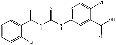 2-CHLORO-5-[[[(2-CHLOROBENZOYL)AMINO]THIOXOMETHYL]AMINO]-BENZOIC ACID Struktur