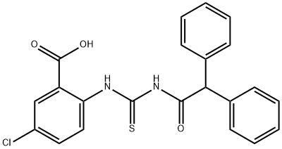 5-CHLORO-2-[[[(DIPHENYLACETYL)AMINO]THIOXOMETHYL]AMINO]-BENZOIC ACID Struktur