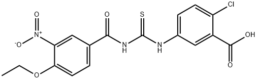 2-CHLORO-5-[[[(4-ETHOXY-3-NITROBENZOYL)AMINO]THIOXOMETHYL]AMINO]-BENZOIC ACID Struktur