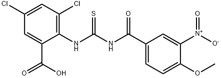 3,5-DICHLORO-2-[[[(4-METHOXY-3-NITROBENZOYL)AMINO]THIOXOMETHYL]AMINO]-BENZOIC ACID Struktur