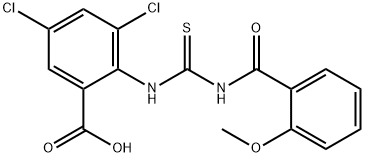 3,5-DICHLORO-2-[[[(2-METHOXYBENZOYL)AMINO]THIOXOMETHYL]AMINO]-BENZOIC ACID Struktur