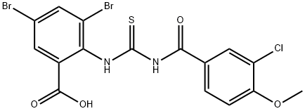 3,5-DIBROMO-2-[[[(3-CHLORO-4-METHOXYBENZOYL)AMINO]THIOXOMETHYL]AMINO]-BENZOIC ACID Struktur