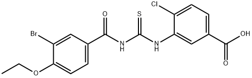 3-[[[(3-BROMO-4-ETHOXYBENZOYL)AMINO]THIOXOMETHYL]AMINO]-4-CHLORO-BENZOIC ACID Struktur