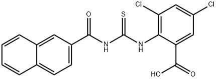 3,5-DICHLORO-2-[[[(2-NAPHTHALENYLCARBONYL)AMINO]THIOXOMETHYL]AMINO]-BENZOIC ACID Struktur