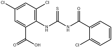 3,5-DICHLORO-2-[[[(2-CHLOROBENZOYL)AMINO]THIOXOMETHYL]AMINO]-BENZOIC ACID Struktur