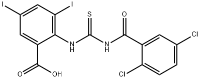 2-[[[(2,5-DICHLOROBENZOYL)AMINO]THIOXOMETHYL]AMINO]-3,5-DIIODO-BENZOIC ACID Struktur