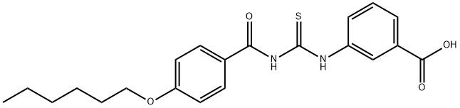 3-[[[[4-(HEXYLOXY)BENZOYL]AMINO]THIOXOMETHYL]AMINO]-BENZOIC ACID Struktur