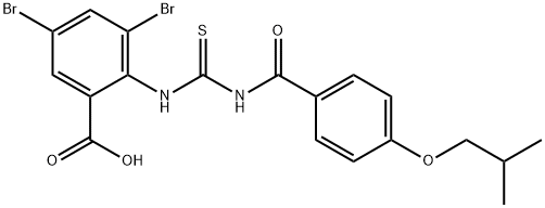 3,5-DIBROMO-2-[[[[4-(2-METHYLPROPOXY)BENZOYL]AMINO]THIOXOMETHYL]AMINO]-BENZOIC ACID Struktur