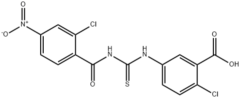 2-CHLORO-5-[[[(2-CHLORO-4-NITROBENZOYL)AMINO]THIOXOMETHYL]AMINO]-BENZOIC ACID Struktur