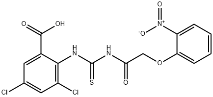 3,5-DICHLORO-2-[[[[(2-NITROPHENOXY)ACETYL]AMINO]THIOXOMETHYL]AMINO]-BENZOIC ACID Struktur