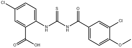 5-CHLORO-2-[[[(3-CHLORO-4-METHOXYBENZOYL)AMINO]THIOXOMETHYL]AMINO]-BENZOIC ACID Struktur