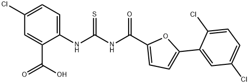 5-CHLORO-2-[[[[[5-(2,5-DICHLOROPHENYL)-2-FURANYL]CARBONYL]AMINO]THIOXOMETHYL]AMINO]-BENZOIC ACID Struktur