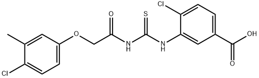 4-CHLORO-3-[[[[(4-CHLORO-3-METHYLPHENOXY)ACETYL]AMINO]THIOXOMETHYL]AMINO]-BENZOIC ACID Struktur