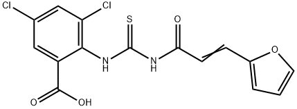 3,5-DICHLORO-2-[[[[3-(2-FURANYL)-1-OXO-2-PROPENYL]AMINO]THIOXOMETHYL]AMINO]-BENZOIC ACID Struktur