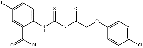 2-[[[[(4-CHLOROPHENOXY)ACETYL]AMINO]THIOXOMETHYL]AMINO]-5-IODO-BENZOIC ACID Struktur