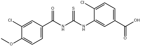 4-CHLORO-3-[[[(3-CHLORO-4-METHOXYBENZOYL)AMINO]THIOXOMETHYL]AMINO]-BENZOIC ACID Struktur