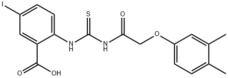 2-[[[[(3,4-DIMETHYLPHENOXY)ACETYL]AMINO]THIOXOMETHYL]AMINO]-5-IODO-BENZOIC ACID Struktur