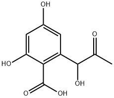 2,4-dihydroxy-6-(1-hydroxy-2-oxopropyl)benzoic acid Struktur